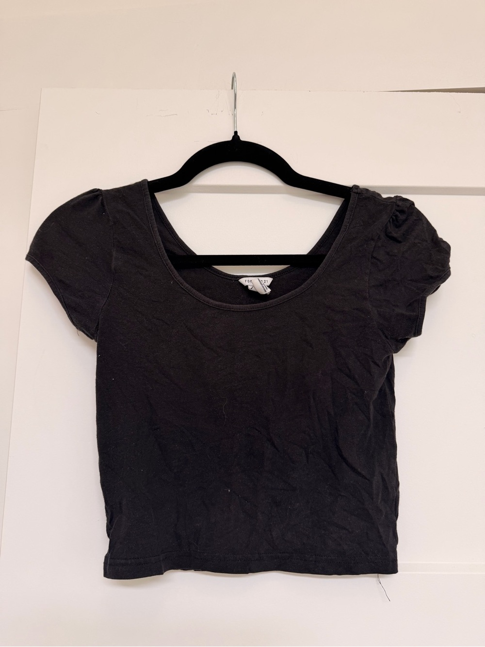 Women's Black Short Sleeve Scoop Neck Top